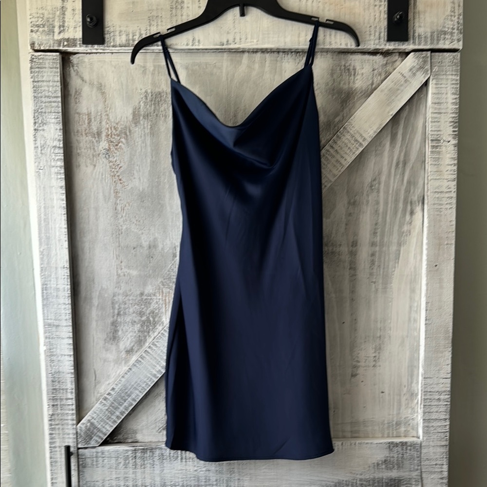Urban Outfitters Blue Cowl Neck Slip Dress